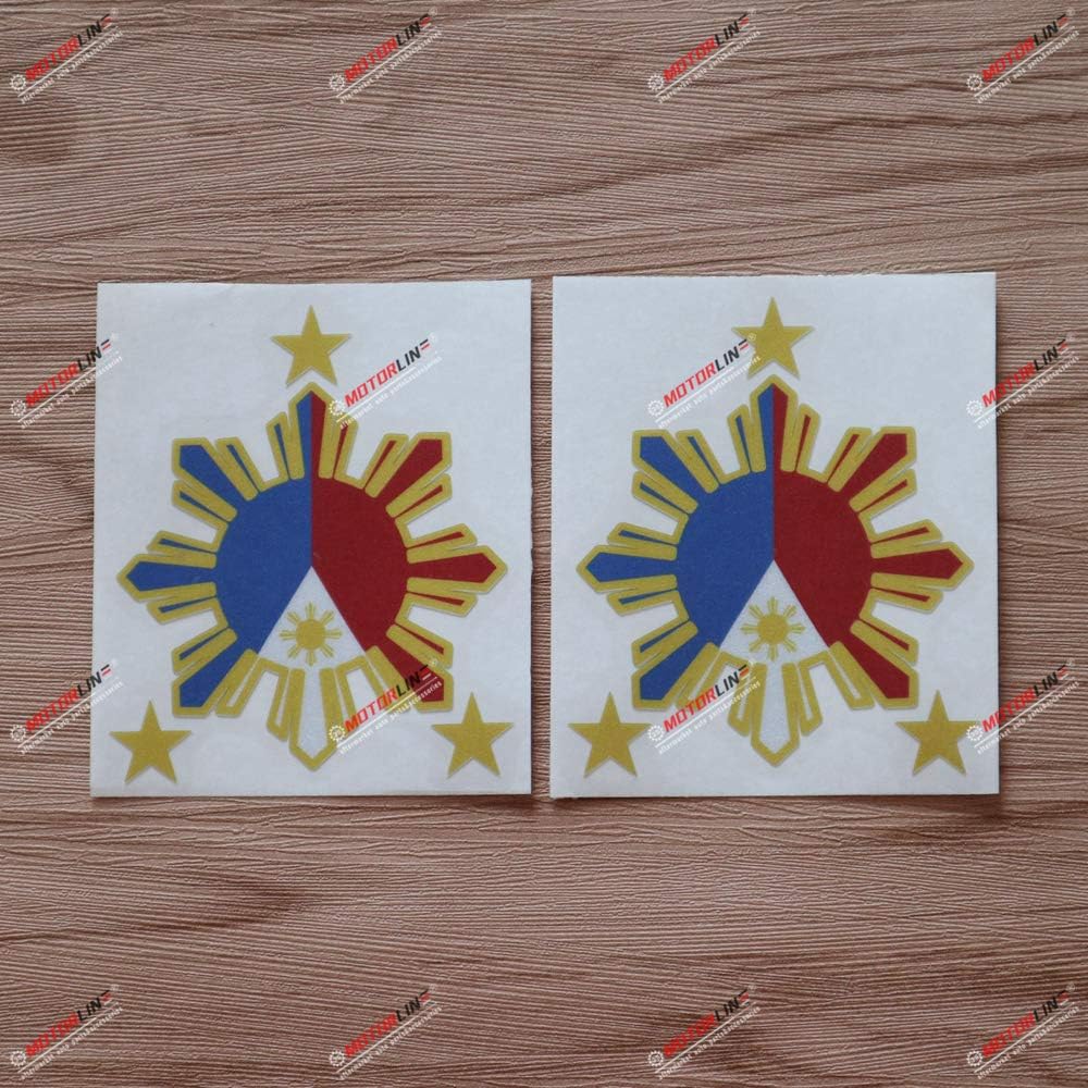 

2X Reflective 4 Eight-ray Sun Stars Philippines Flag Filipino Decal Sticker Car Vinyl 6 Inches