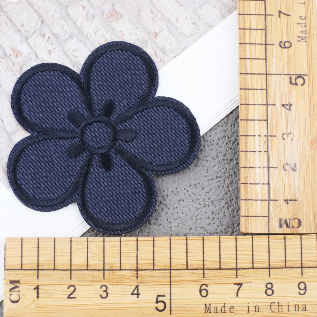 New Embroidery Cloth Sticker Navy Blue Twill Smiley Face Patch Sticker Computer Embroidery Chapter Boy Love Ironing Pentagram
