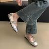 Silver light-mouth single shoes women's spring and autumn new retro small leather shoes soft flat Mary Jane grandma shoes