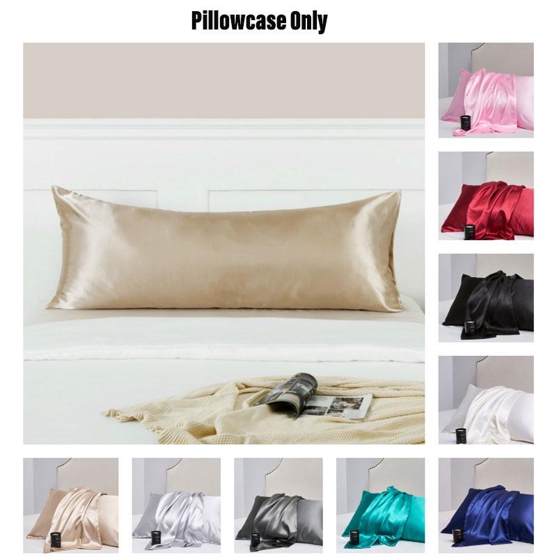 Luxurious Silk-like Pillowcase For Double Bed Soft Pillow Cover Polyester Fiber Fabric Simplicity Design 51*137cm/20*54in