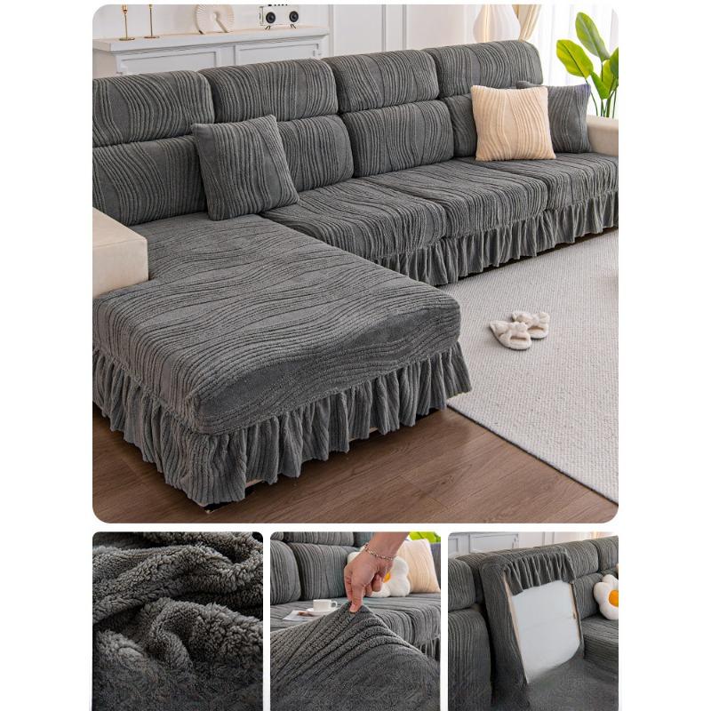 

Толстый жаккардовый бархатный чехол для дивана, универсальный осенне-зимний кремовый стиль, диванная подушка, украшение юбки, эластичный чехол для дивана, ткань 65-85cm*65-85cm*5-20cm