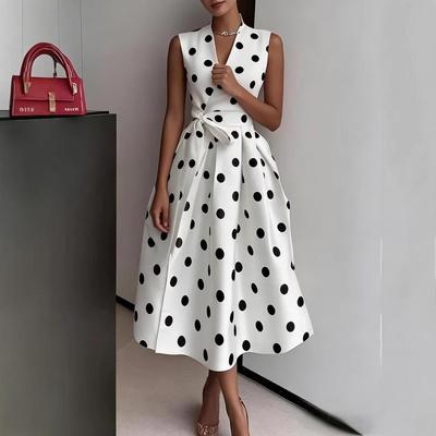Summer 2026 Retro Polka Dot Waist-Cinching Dress