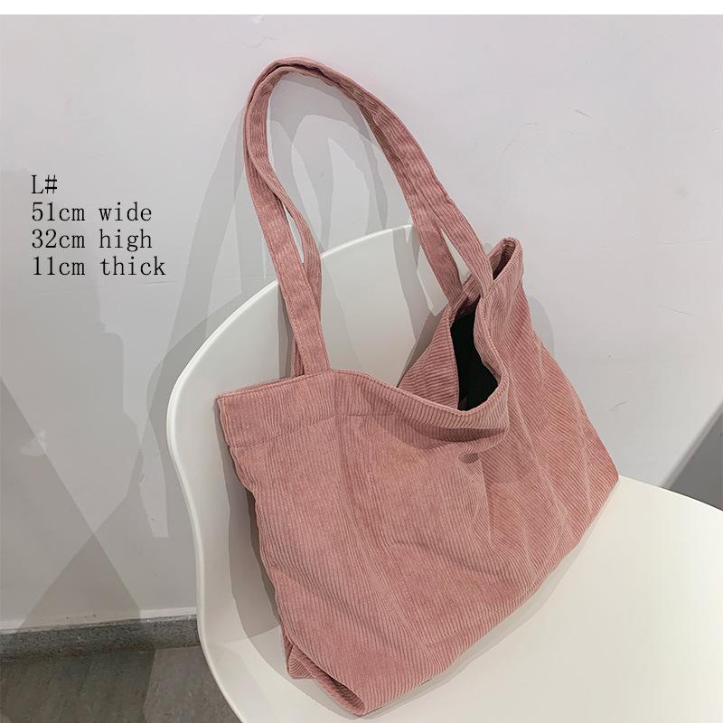 Literary Lazy Corduroy Shoulder Women'S Bag Retro Large Capacity Shopping Bag Canvas Student Handbag