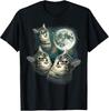 Funny Cat Shirt Three Cat Moon 3 Wolfs Cute Kitten Graphic TShirt Unisex T-Shirt