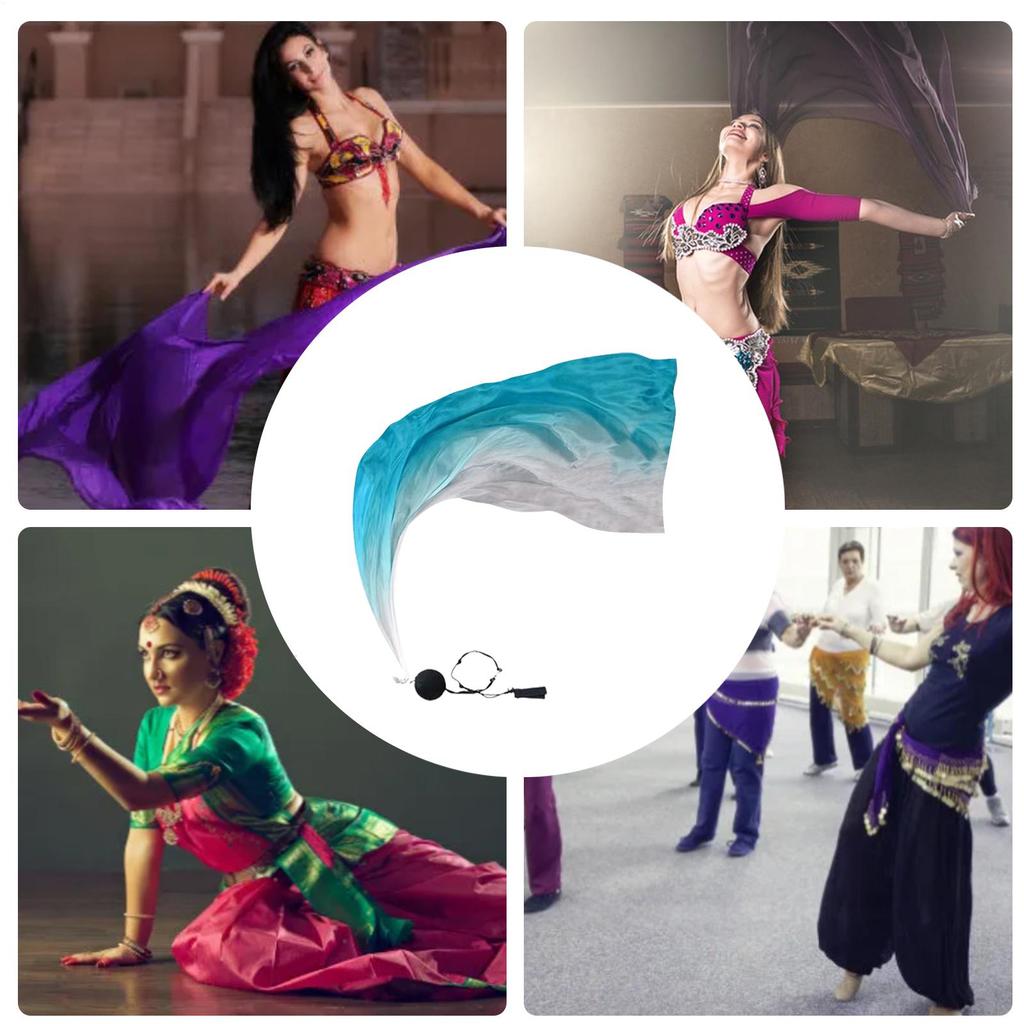 Seiden Schleier Poi Wunderschöne Tanzflaggen mit Schwingkugeln Bunte Anbetungsflaggen für Kirche, Bühne, Stammesaufführungen