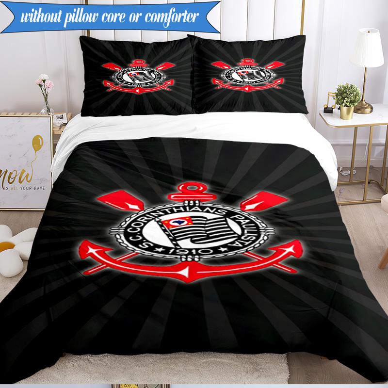 3PCS Sport Club Football Crest Printed Soft Bedding Set,Including 1pc Duvet Cover And 2pcs Pillowcases Perfect for Bedroom, Dormitory, Fan Gift