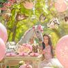 Pink Honeycomb Horse Centerpieces Set, 8 Piece Girl Birthday Table Decorations with Florals Horse, Horseshoes and Boot Pattern for Dessert Table