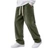 Men's Relaxed Fit Straight Leg Casual Pants with Vertical Stripe Pattern Back Patch Two Rear Pockets Elastic Waistband Durable Fabric Trousers