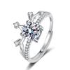 One Carat Six-Prong Moissanite Ring for Women - Internet Celebrity Style Live Broadcast Simulation