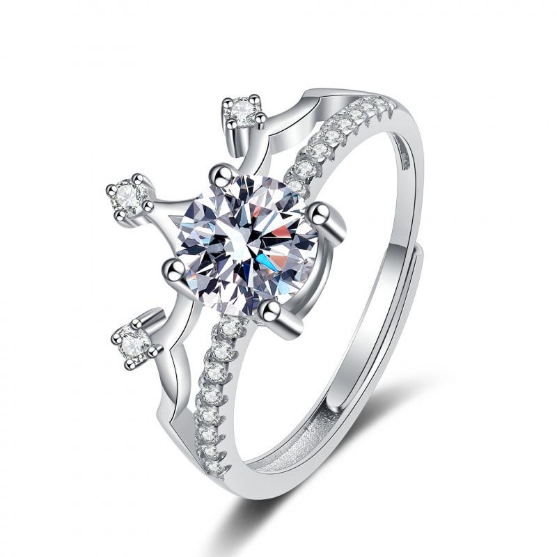 One Carat Six-Prong Moissanite Ring for Women - Internet Celebrity Style Live Broadcast Simulation