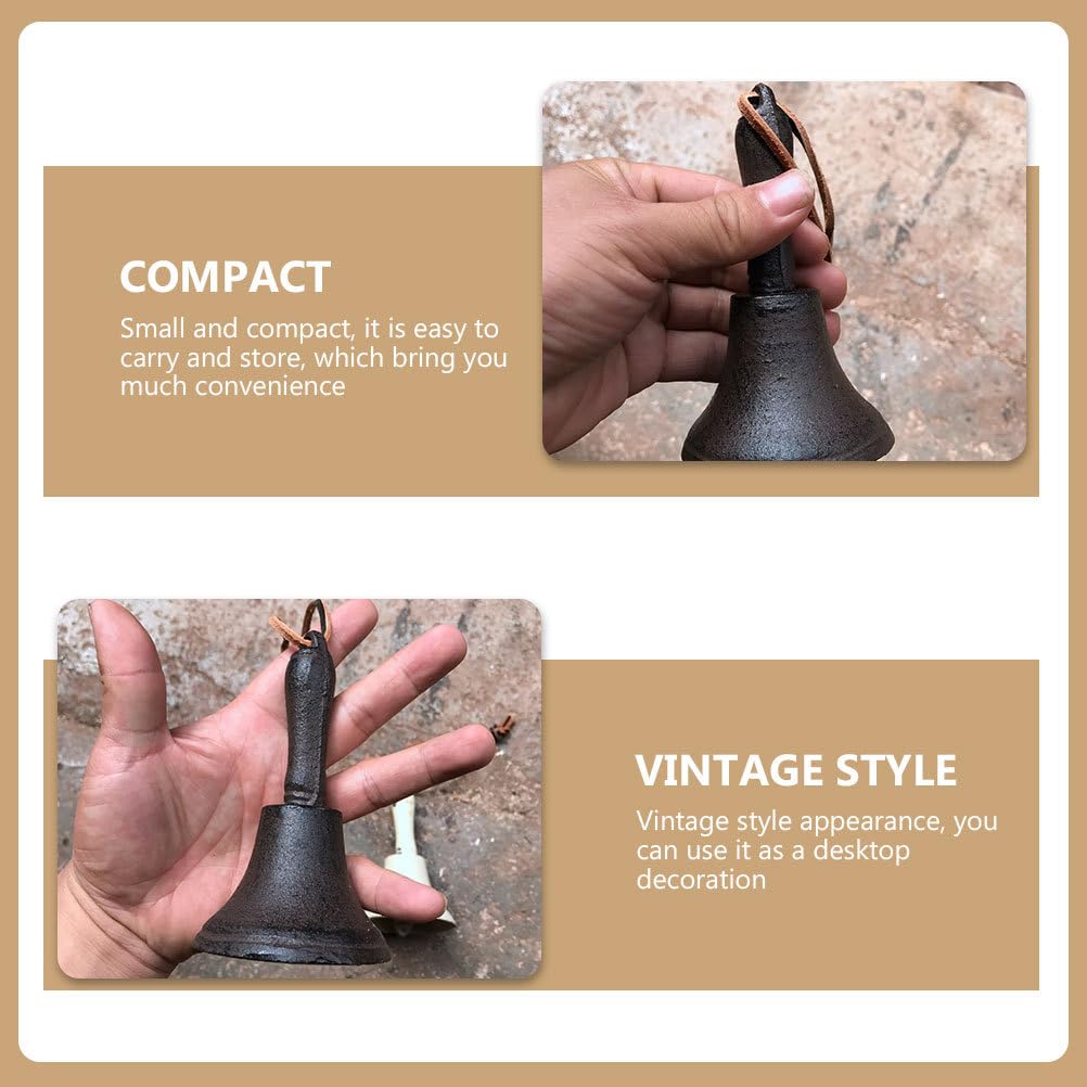 Hoodancos Iron Handheld Bell, Retro Call Bell for School, Parties, Call Bell, Easy To Carry, Vintage Style