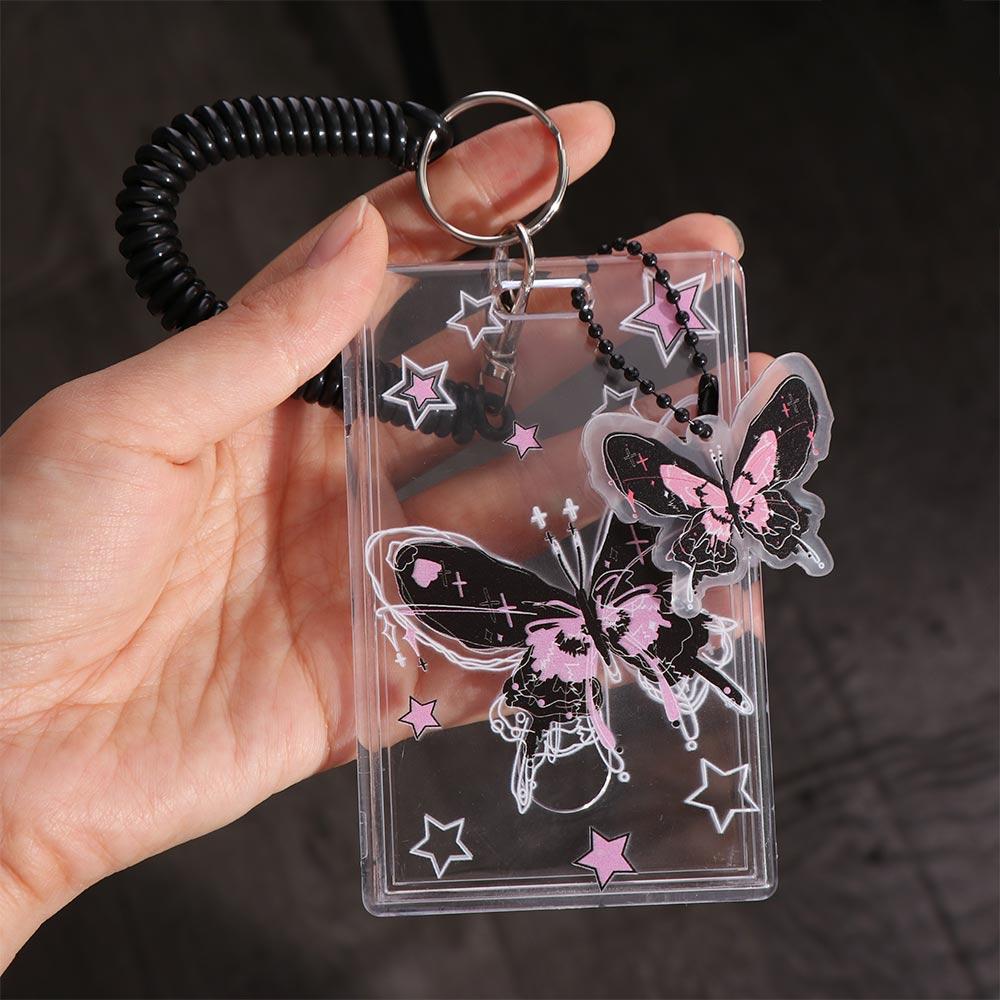 with Pendant Transparent Photocard Holder Card Sleeve Transparent Card Cover Outdoor