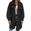 Women's Fashionable Solid Color Long Sleeved Lapel Button Plush Warm Loose Jacket