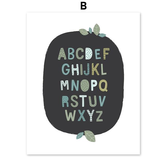 Nordic Cartoon Art Decoration Dinosaur Alphabet Poster for Wall Decoration of Kindergarten Children's Room