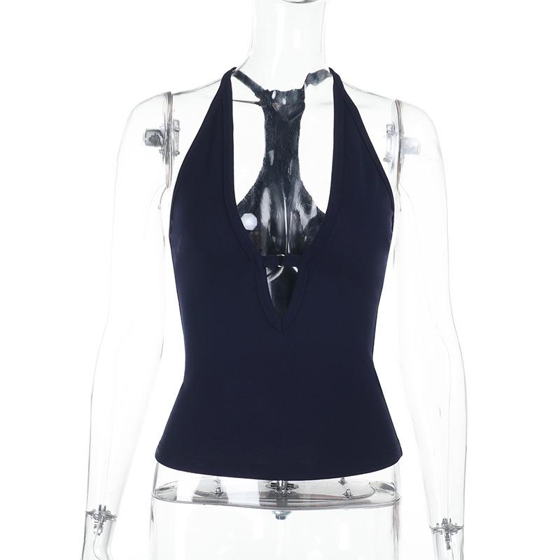 Nuovo Estivo da Donna Scollo a V Schiena Nuda Vuota Tendenza Street Spicy Girl Sottile Gilet Piccolo