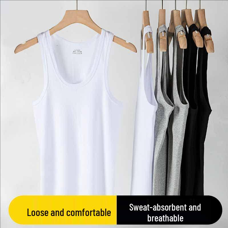 Men's Thin Pure Cotton Knitted Sleeveless Sports Tank Top