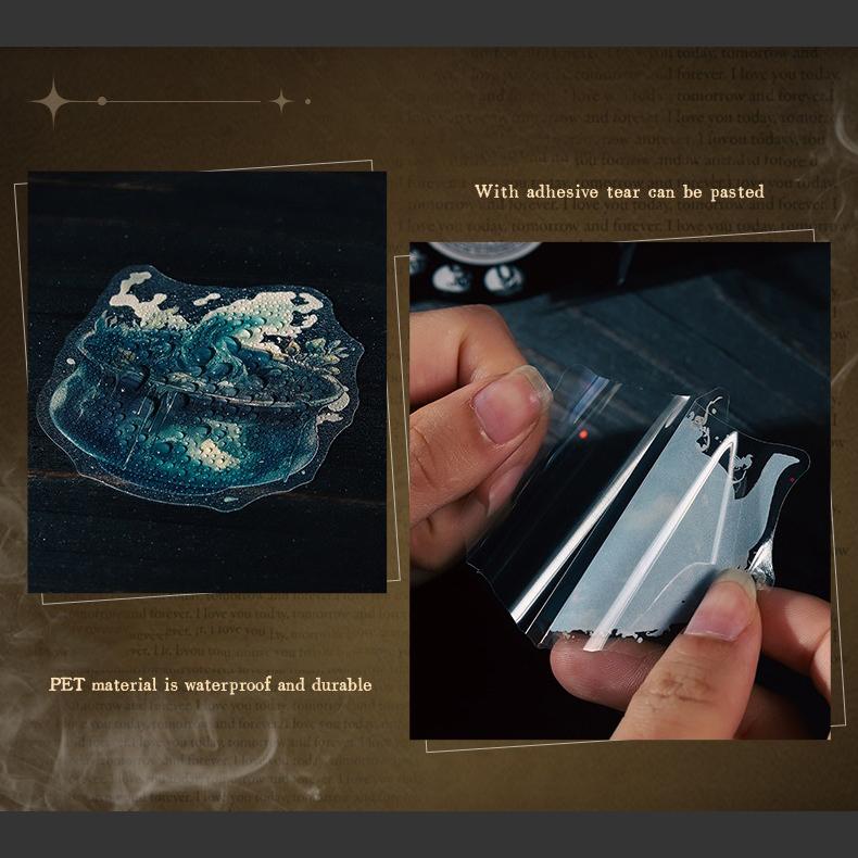 Retro Gothic Style PET Stickers Collage Clipbook Diary Scrapbook Decoration Materials Mysterious Magic Box Series Pasters 20 Pcs/ Pack