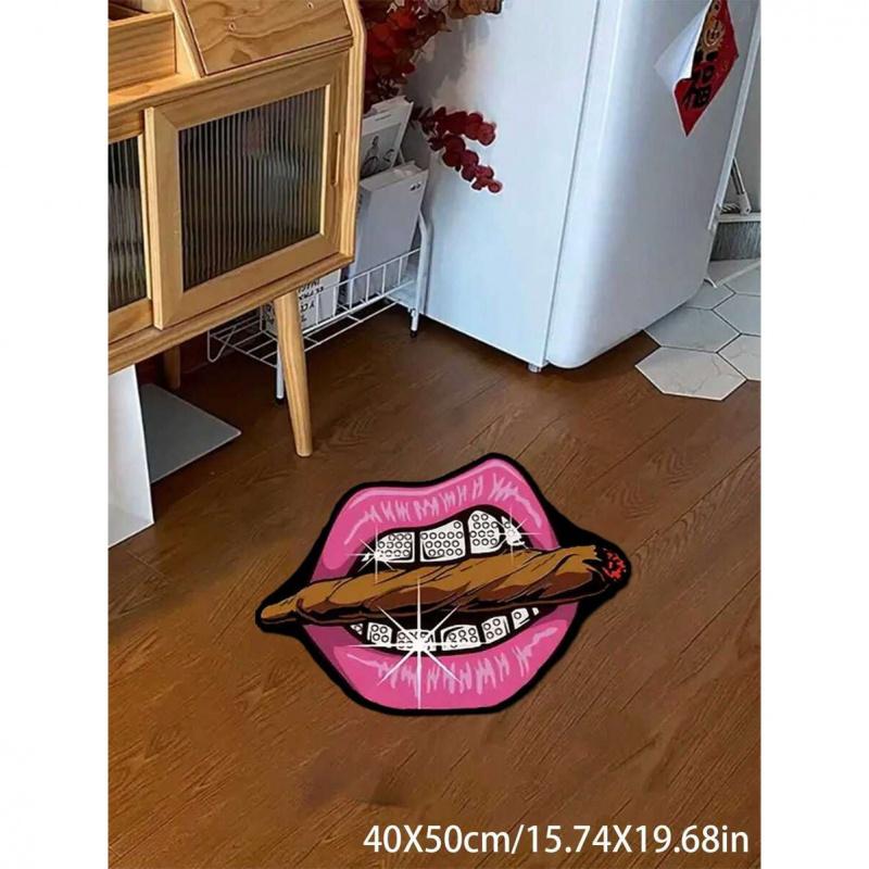 Lip-Shaped Cigar Rug: Warm, Non-Slip Bathroom Mat for Bathrooms, Bedrooms, Entrances, and Bedside Areas—Home Decor