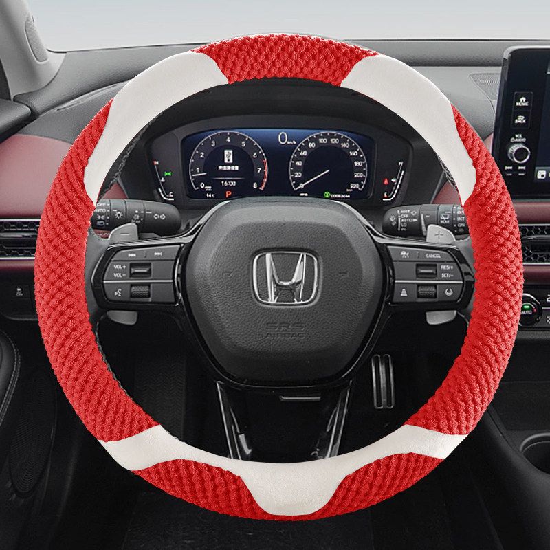 

Plush Honda Ur-V Enjoy Life/Zr-V Odyssey Special Car Steering Wheel Cover for Winter Warmth Honda Exclusive - Mini Bun Style - Romantic Red