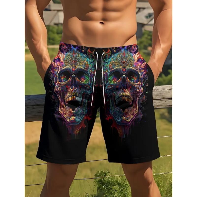 Men's Shorts Swimming Trunks Quick-drying 3D Print Horror Skull Graphic Beach Shorts Outdoor Harajuku Y2k Unisex Pop Swimwear