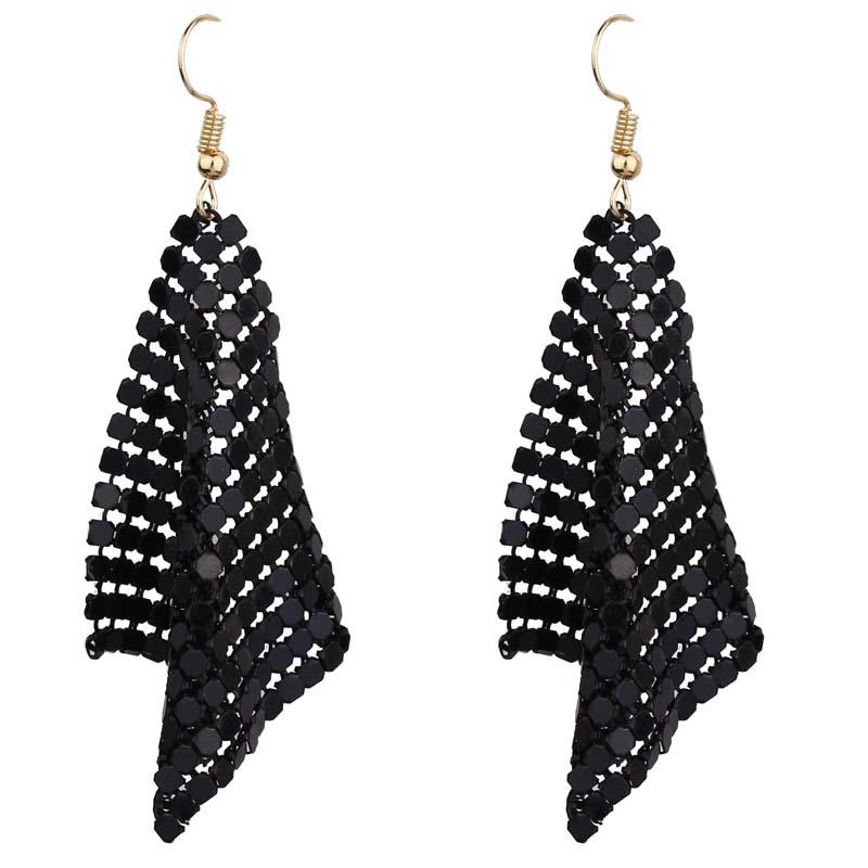 

Fashion Zircon Fashion Small Square Long Earrings Bride Evening Dress Zircon Accessories New Wedding Earrings Dangle Earrings чорний