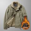Winter casual men's velvet thickened lapel military uniform middle-aged cotton-padded coat loose lamb wool cotton coat