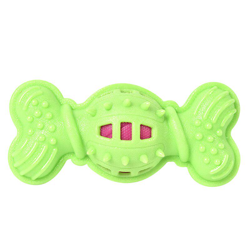 green squeaky dog bone
