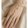 Yhpup Stainless Steel Natural Pearl Zirconia Back of Hand Chain Chic Finger Bracelet High Quality New Arrivals Premium Jewelry