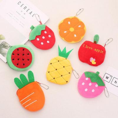 Koreansk Tegneserie Plysj Myntpung Nøkkelring - Søt Mini Vannmelon & Ananas Design
