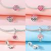 Anniversary Copper Charms Pink Flower Heart Beads Fit Bracelet Necklace Bead Jewelry Making Fine Jewelry Gift