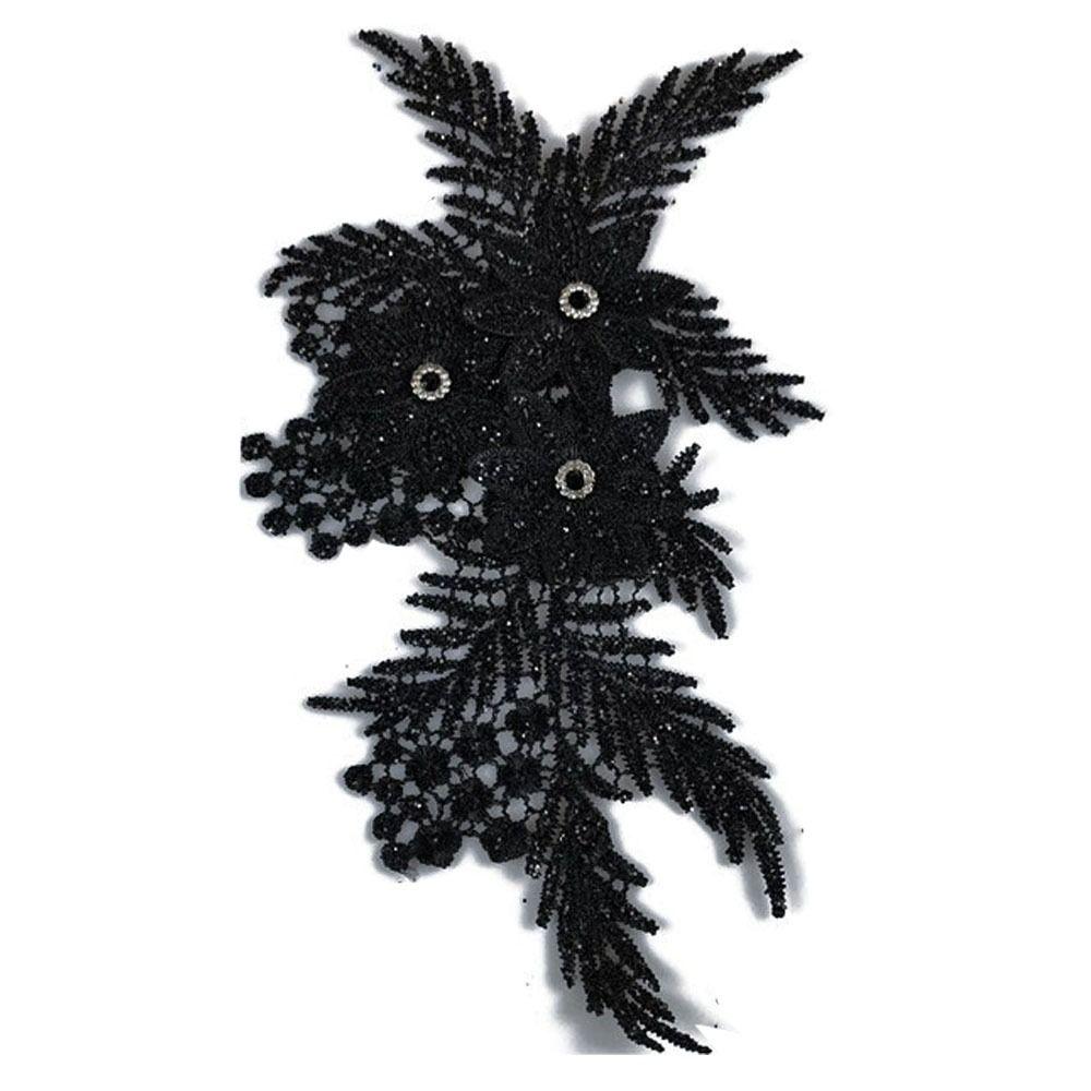 Lace Fabric Flower Applique Rhinestone Cloth Applique Garment Decoration Cloth Patch  Sewing