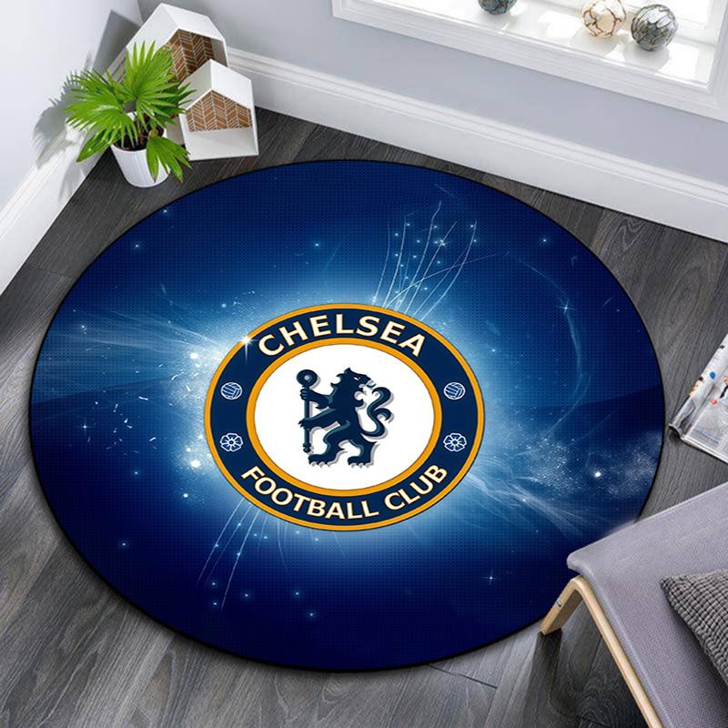 Chelsea Football Club2 Round Area Rug,Carpet Rug for Living Room Bedroom Sofa Playroom Decor,Non-slip Floor Mat