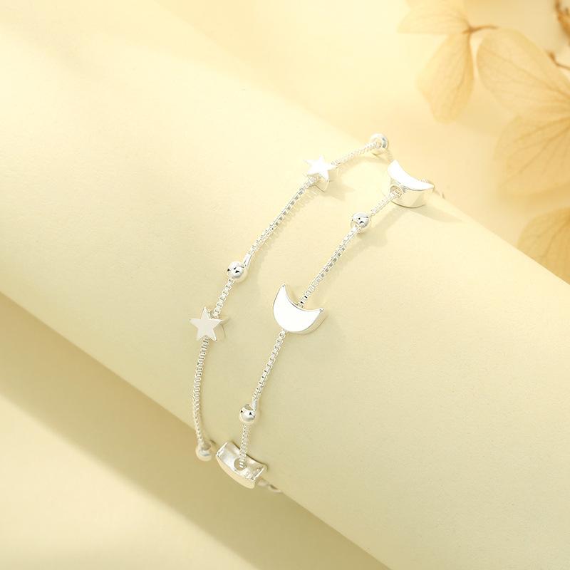 925 Sterling Silver Hand Bracelet Star Moon Bracelets For Women Couple Elegant Jewelry Accessories Jewellery Money 925