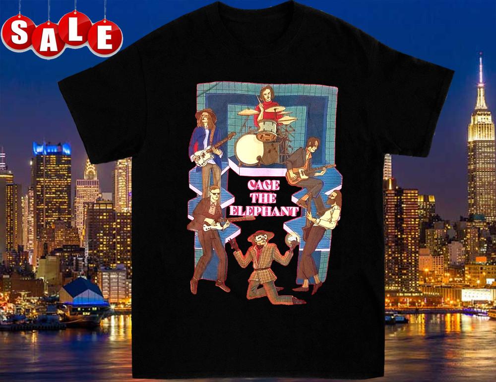 Cage the Elephant Crew T Shirt Mens Rock Band Tee Short Sleeve Unisex T-Shirt XXXXL