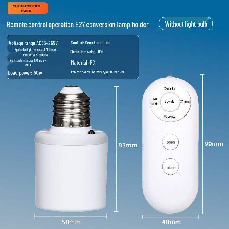 Bluetooth E27 Screw Base Remote Control Lamp Holder with Timer & Wireless Switch