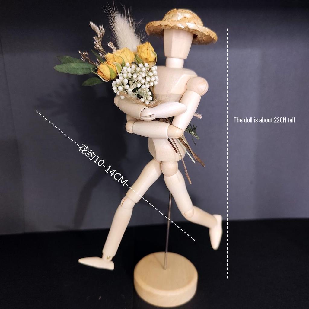 Jointed Wooden Puppet Doll: Handcrafted Human Body Ornament & Decompression Gadget.