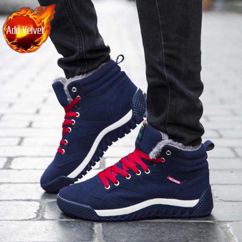 2026 Winter Large Size Lace Up High Top Cotton Lined Snow Boots Men 39-48 Hiking Durable Anti Slip Trail Running Casual Shoes 48