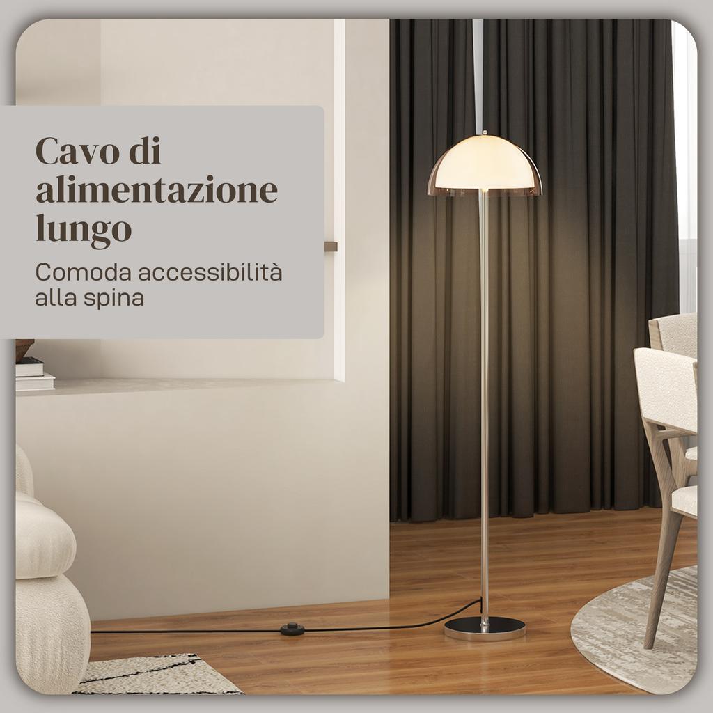 Modern Floor Lamp with Double-Layer Lampshade, in Metal and Acrylic, diameter 35x150 cm, White