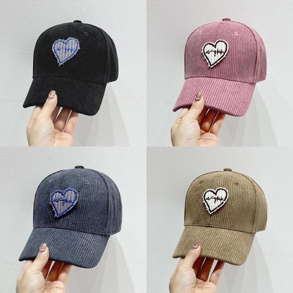 Corduroy Heart Baseball Cap With Sun Protection And Warmth For Casual Women
