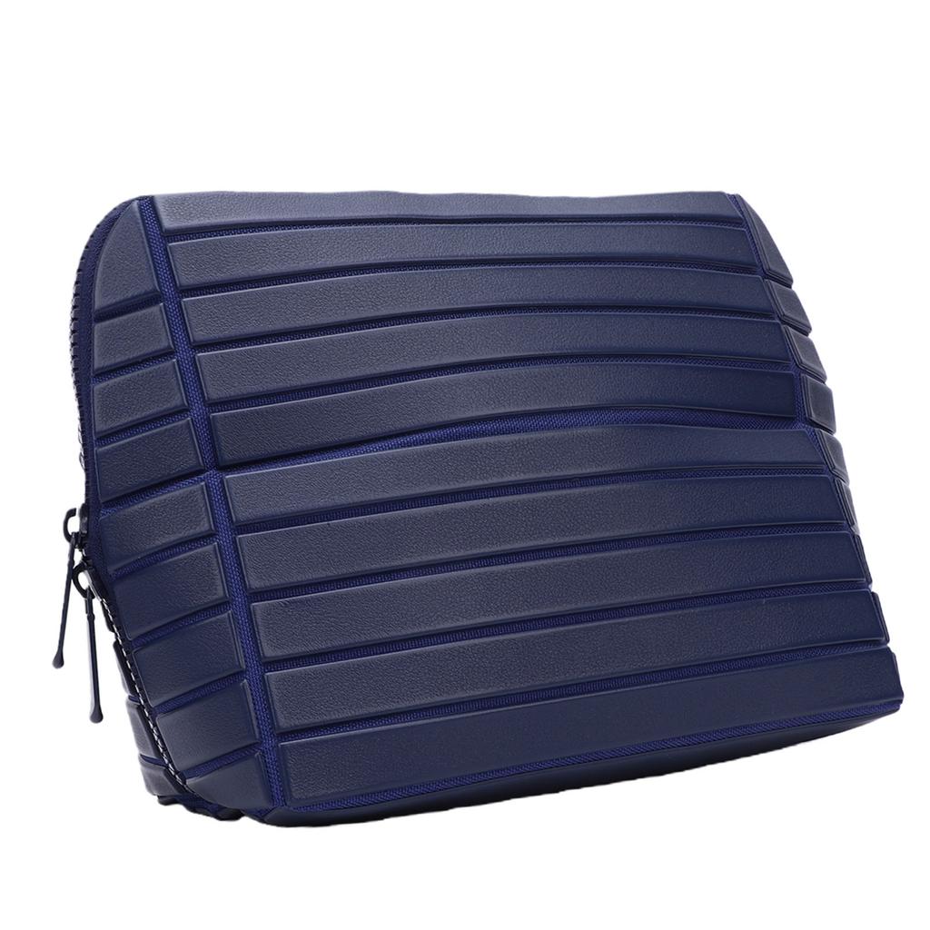 Makeup Bag Travel Cosmetic Organizer Large Capacity Toiletry Bag with 180 Degree Opening Navy Blue Striped