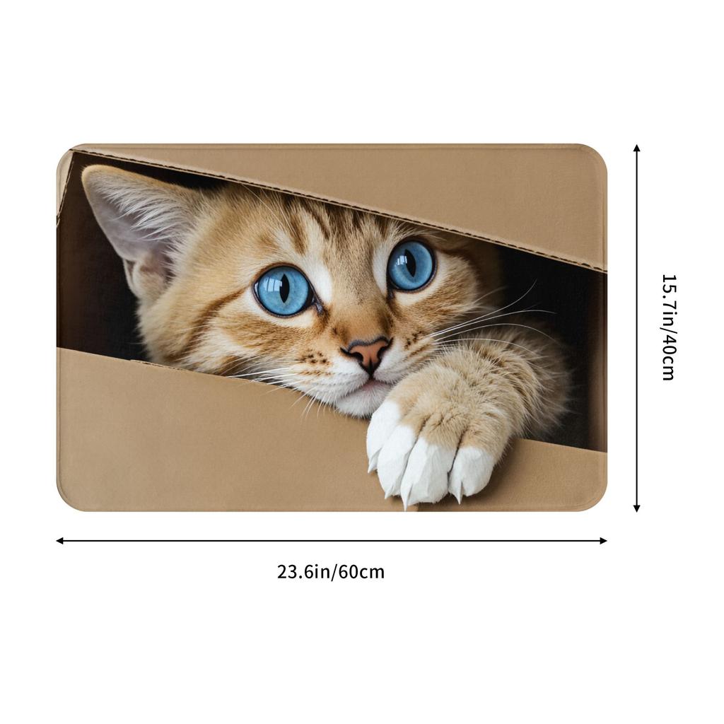 Funny Cartoon Cat Door Floor Kitchen Bathroom Mat Anti-Slip Outdoor Cat Lover Doormat Garage Entrance Carpet Rug
