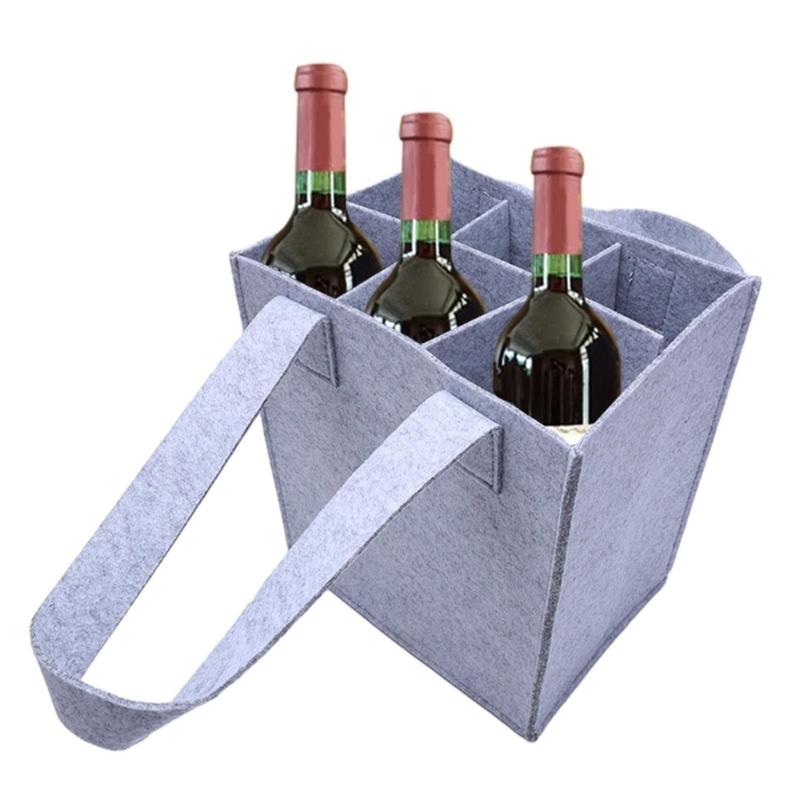 Flaskbärare för vin Filtbärare för vinflaskor Väska Filtpåsar för vin Bärbar skyddsväska för resor och fester