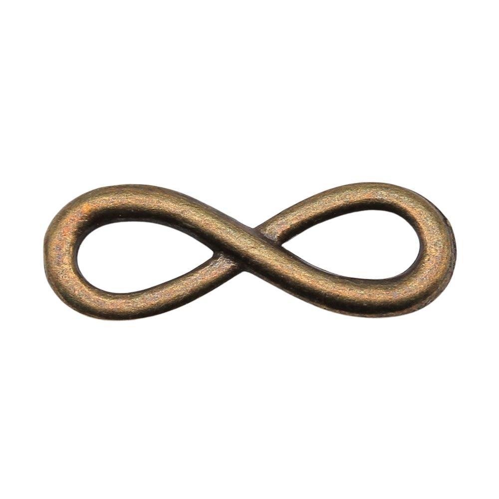 

10 шт., бесконечный символ, соединитель, подвески, компоненты ювелирных изделий, аксессуары, античная бронза, цвет цинкового сплава, 8X23 мм