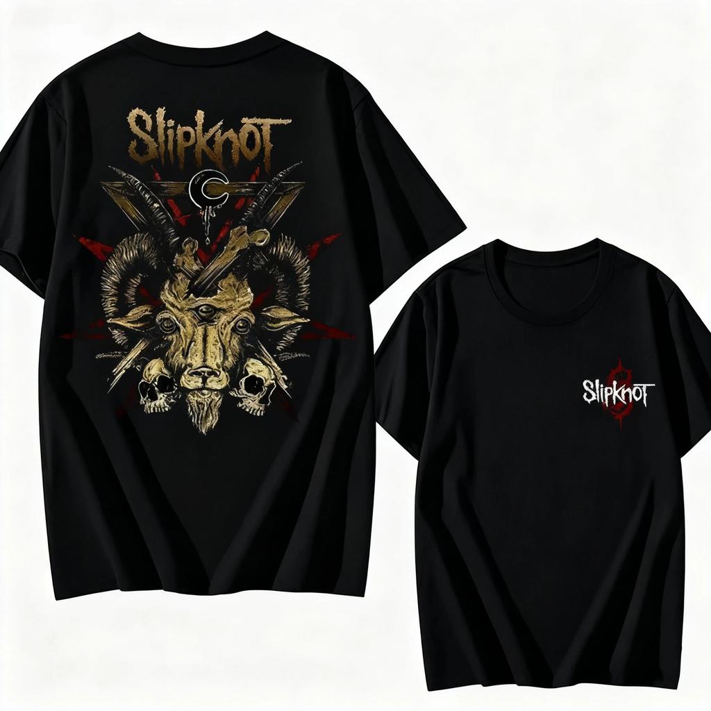 Vintage Washed Slipknot Nu Metal Alternative Metal Band Printed Cotton T-shirt Men Women Tee Summer Casual Fashion Clothing Tops Streetwear
