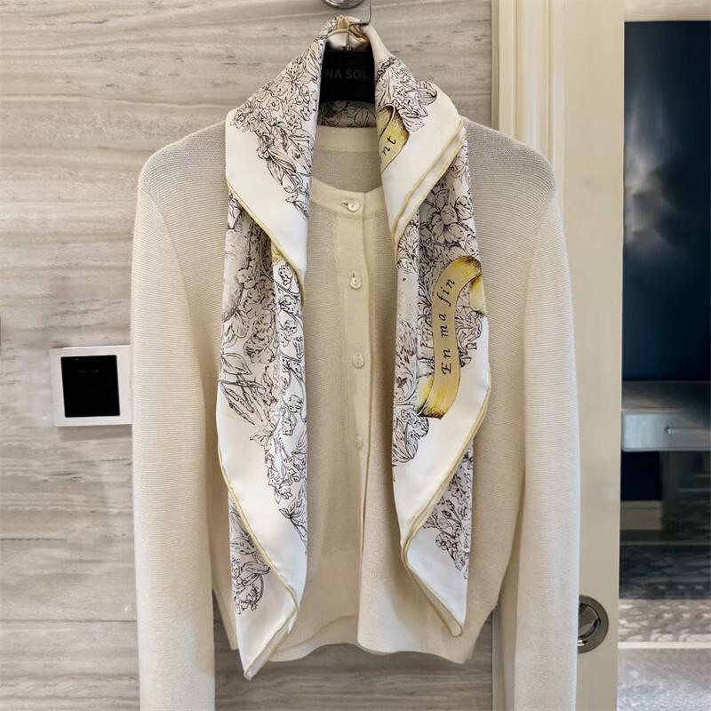 NINA SOLOR Lucky Star Flower Vine Silk Scarf