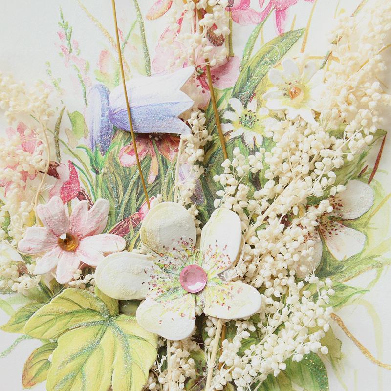 Exquisite Handmade Thank You & Birthday Card with Dried Flowers for Teachers