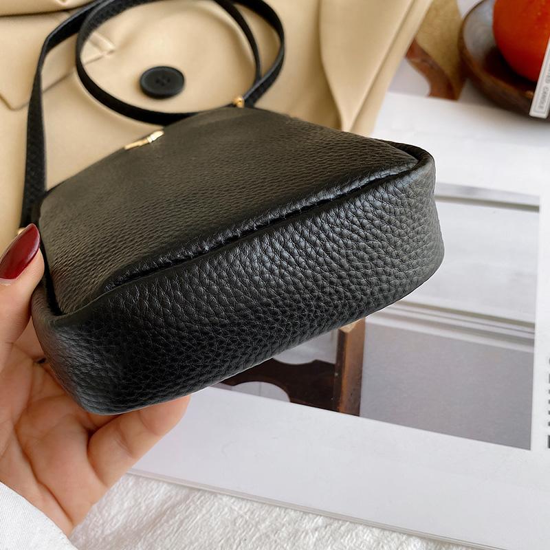 New Women Purses Solid Color Genuine Leather Shoulder Strap Bag Mobile Phone Bag Card Holders Wallet Black Cowhide Handbag