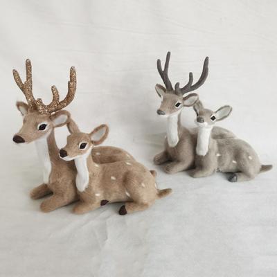 Flocking Realistic Deer Statue PE Compact Delicate Deer Figurine Office Decor