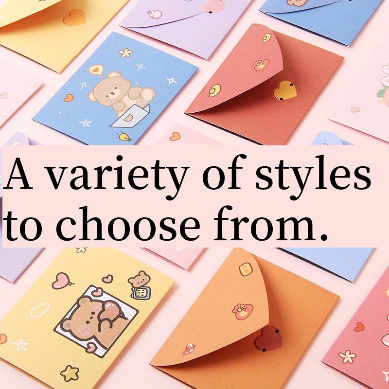 Cartoon Blank Greeting Cards Envelopes Style DIY Greeting Cards Foldable Cardstock For Invitations Wedding Graduation Message