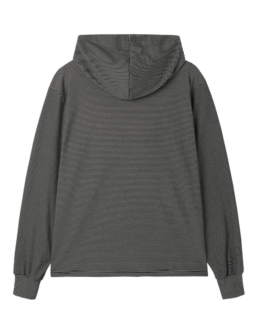 Opeunyadeu(Owai) Striped Fleece Hoodie L/S Tee - Black